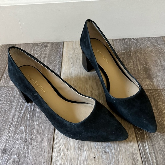 Enzo Angiolini Black Leather Block Heels Slip On Shoes Womens Size 7.5 M - Picture 5 of 8